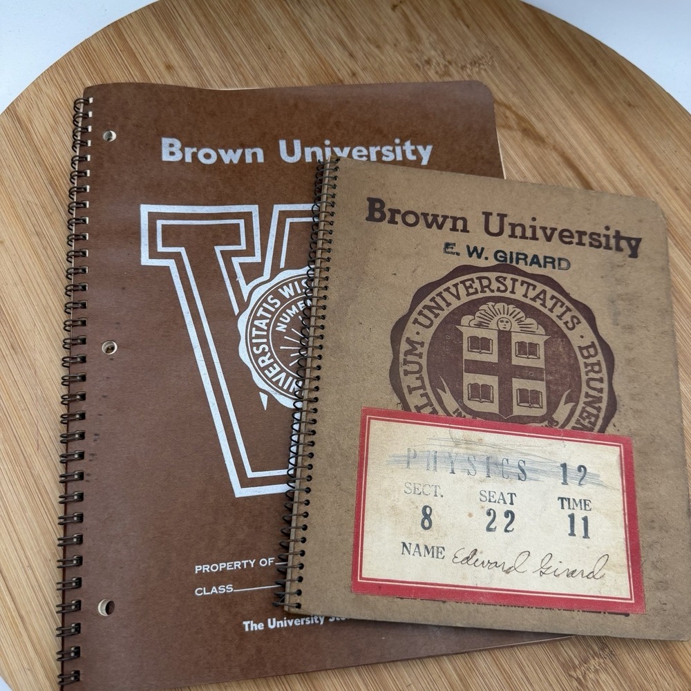 Rare Brown‎ University Notebook Wisconsin Seal Error Physics Student Korean War